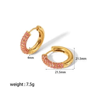 1 paio di orecchini a cerchio da donna in acciaio inossidabile placcato Colore oro 18 carati con strass e forma ad anello in stile dolce e lussuoso h5 Immagine4